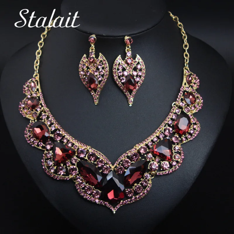 Demure роскошные наборы свадебных ювелирных изделий полная фиолетовая форма капли