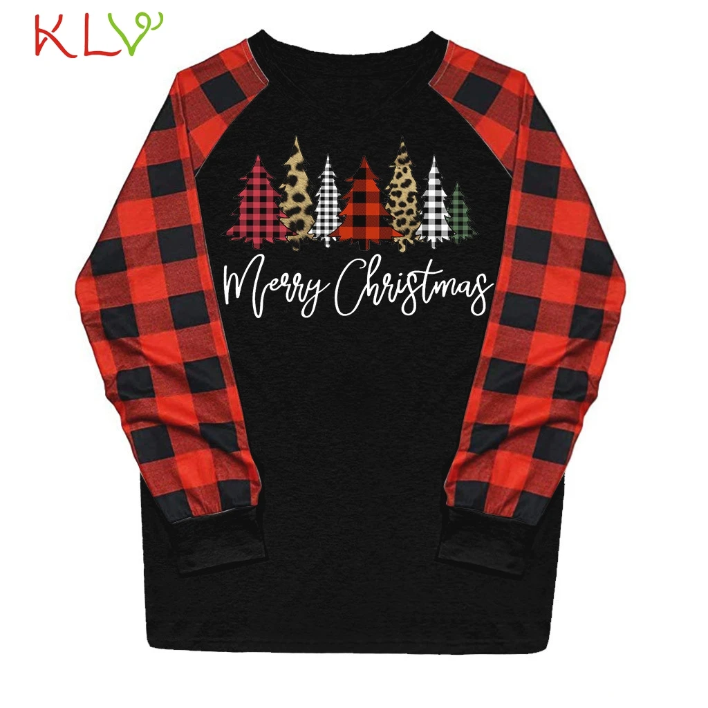 Рождественская одежда клетчатая футболка с надписью Рождественский принт