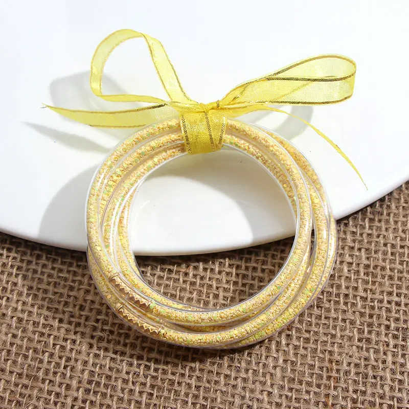 Новые 5 шт./компл. горячая Распродажа блестящие желейные браслеты для девочек с