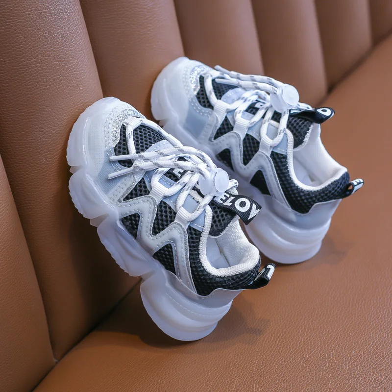 

Children Sport Shoes Girls Boys Casual Shoes Fashion LED Light Breathable Soft Leather Non-slip Sneakers for Kids Size 21-30