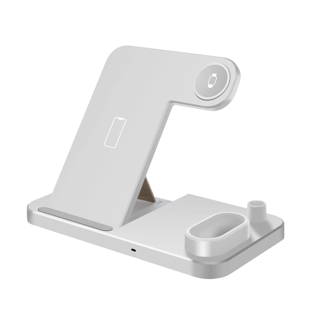 Белый Qi 10W быстрая Беспроводная подставка для зарядного устройства для iPhone X XS XR samsung S8 S9 Беспроводная зарядная док-станция для Airpods Apple Watch 4 3 2 - Цвет: Белый
