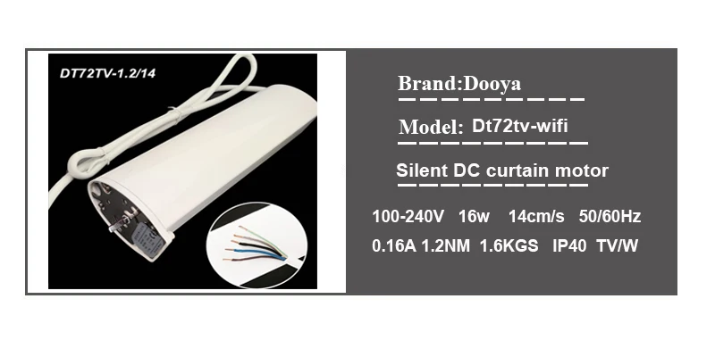 Работает с Alexa/Google home напрямую 5 проводов Dooya занавес мотор DT72TV wifi электрический занавес крепления для штор Управление по wifi Пульт дистанционного управления Умный дом