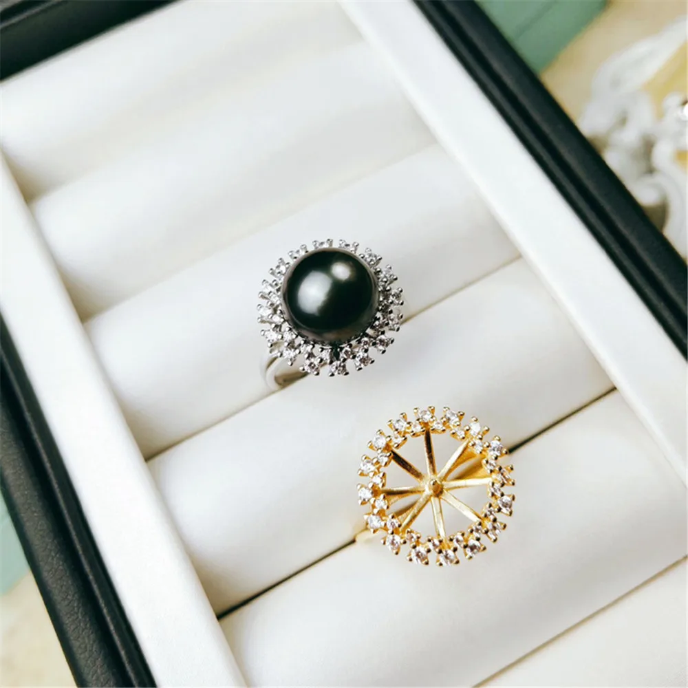 

Pearl Ring Settings, Fashionable Ring Findings, Adjustable Size 925 Silver Ring Jewelry DIY Making No Pearl