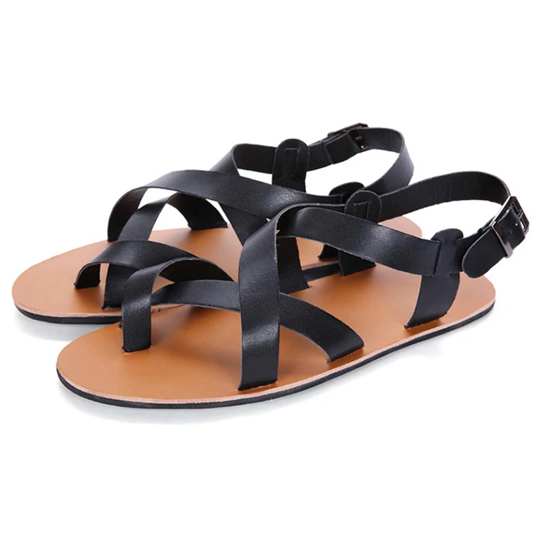 Сандалии гладиаторы мужские кожаные дышащие Повседневные Удобные босоножки на