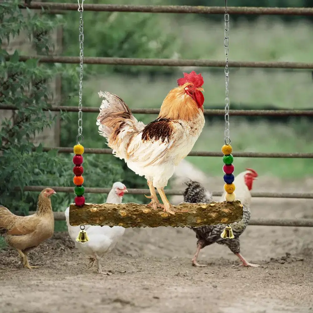 

31x45cm Chicken Swing Bird Training Standing Perch Chicken Wood Stand Bird Chew Toy for Hens Medium Large Birds Parrots