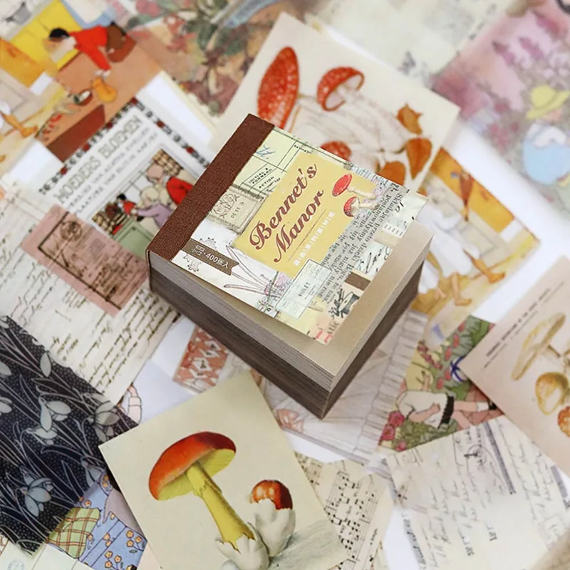

2021 New 400pcs Of Non-repeating Retro Oil Painting Cloud DIY Scrapbook Journal Album Hand Made Diary Decoration Ground Sticker