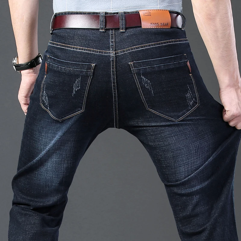 New Mens Jeans Smart Casual Men Denim Pants Fashion Comfortable Jeans Pants Men Streetwear Straight Denim Trousers Blue Jeans