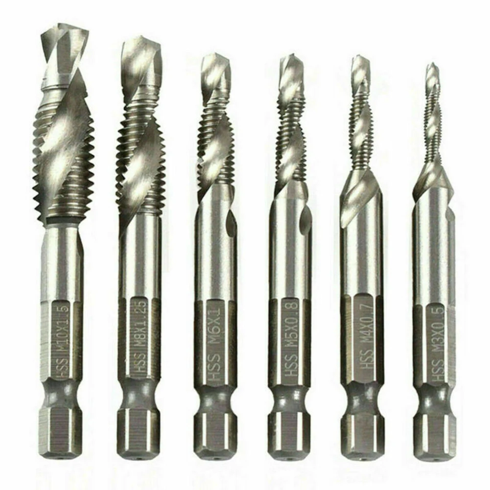 

12Pcs HSS Hex Shank Compound Tap M3 - M10 Metric SAE Screw Thread Drill Bits Set Drill Bit & Screw Tap