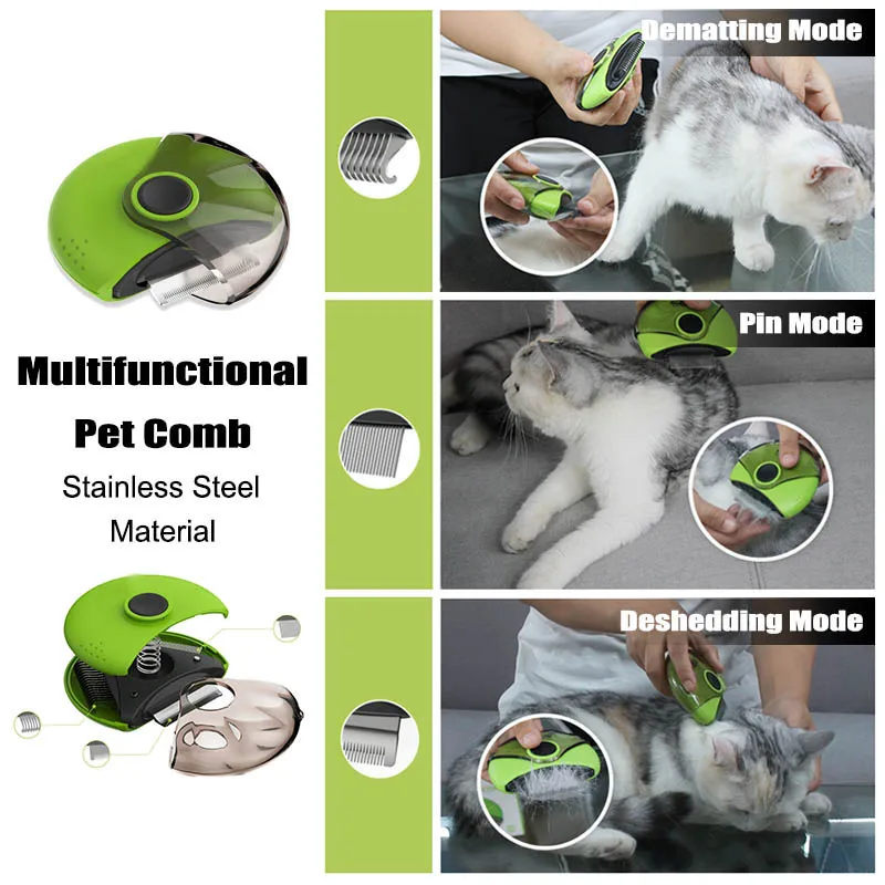 3 в 1 Расческа для домашних животных кошачья стальная удаления волос расческа