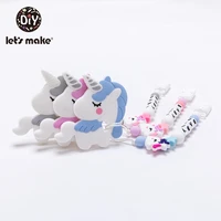 lets make pacifier chain custom babys name cartoon unicorn silicone holder for nipples personalized pacifier clip baby teether
