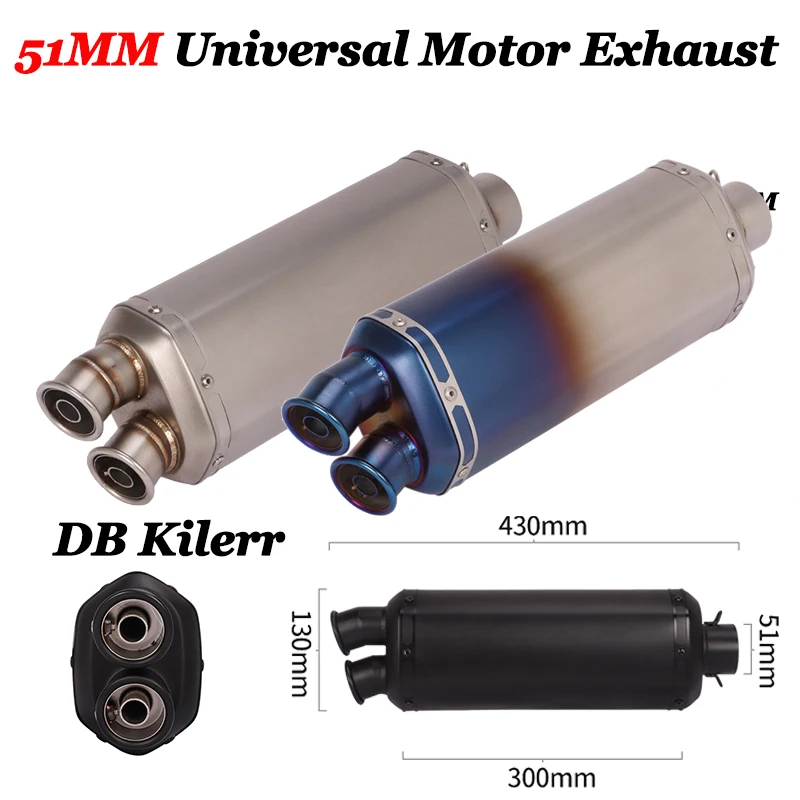 Универсальный выхлопной глушитель для мотоцикла с двумя отверстиями 51 мм