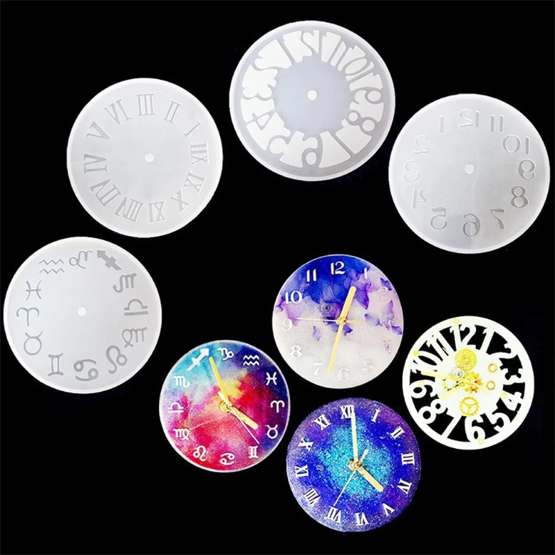 

4Pcs Clock Resin Molds Arabic Roman Numerals Constellation Silicone Casting Epoxy Resin Mold Handmade Resin Craft Tools