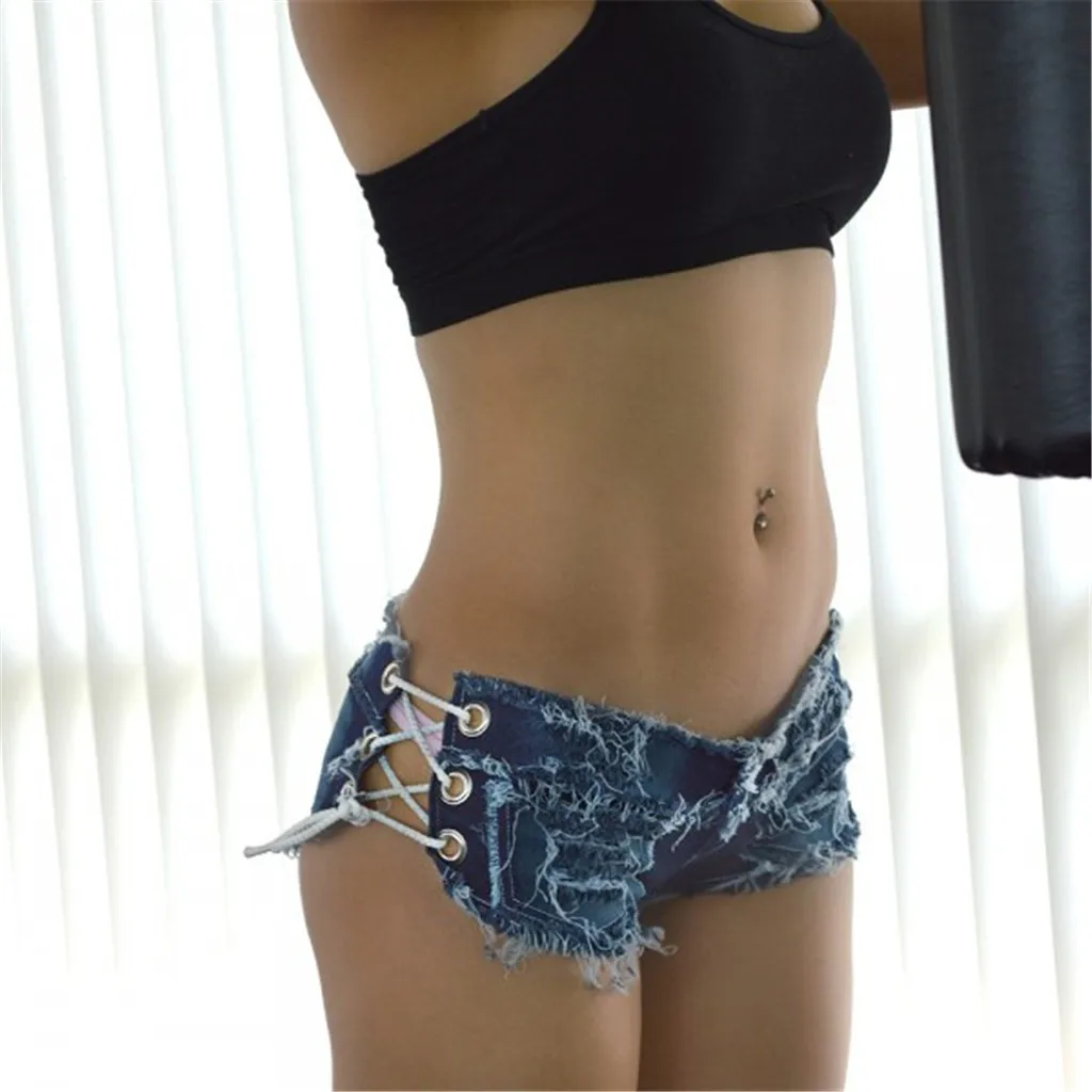 

Womens Sexy Jeans Shorts Summer Booty Women Sexy Bandage Button Cut Off Low Waist Denim Jeans Shorts Mini Hot Pants