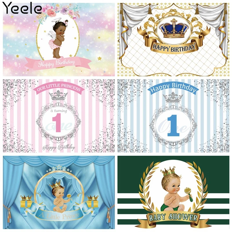 Фон для фотосъемки Yeele с изображением серебристых точек и короны детского дня