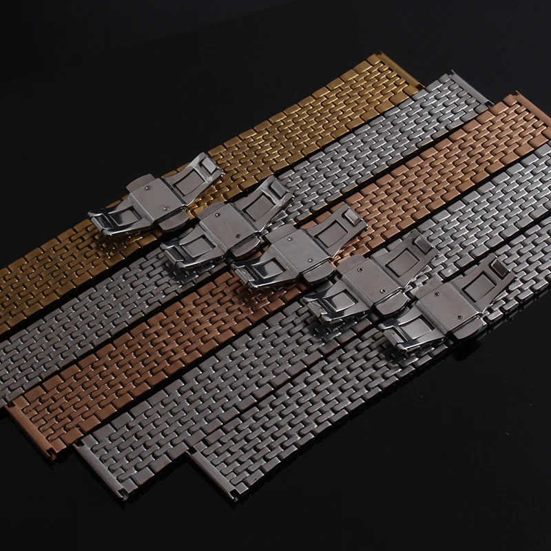 

Quartz Wrist Watch band strap thin Stainless steel Watch accessories 18mm 20mm 22mm For Brand Watches mens womens strap bracelet