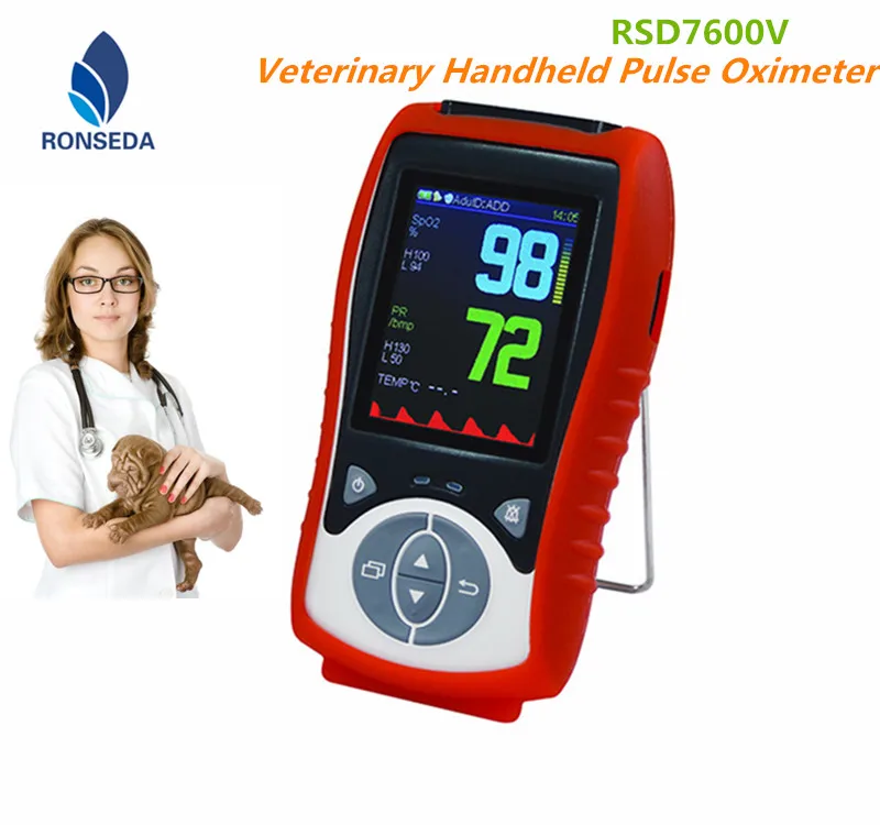 Ветеринарный животное применение Портативный пульсоксиметр с Y Тип VET SPO2 датчик и датчик температуры, li-battery