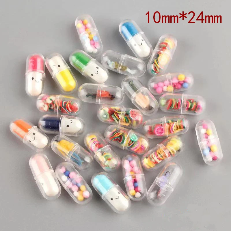 10 шт. разноцветные прозрачные пластиковые капсулы человекоид улыбающийся фрукт