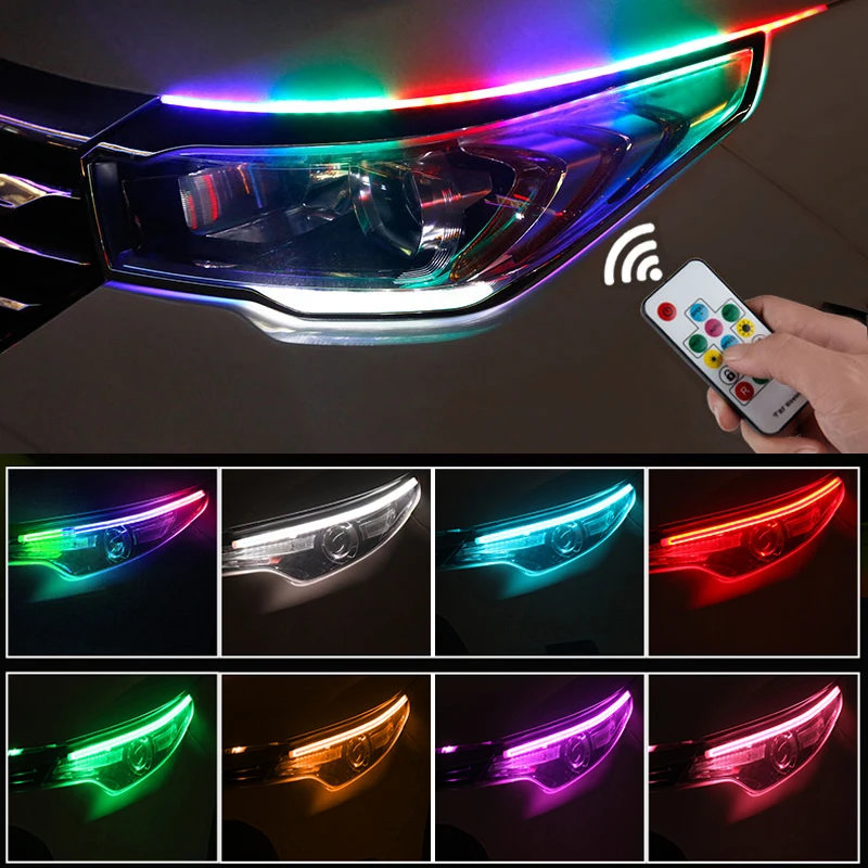 2 шт. Универсальный гибкий струящийся RGB дневной ходовой светильник DRL