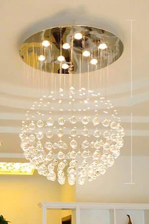 Dia70 H130cm 10LED Современная лестница светодиодный хрустальные люстры освещение приспособление для отеля лобби фойе шар форма капли дождя подвесной светильник - Цвет абажура: Dia70 H130cm 10LED