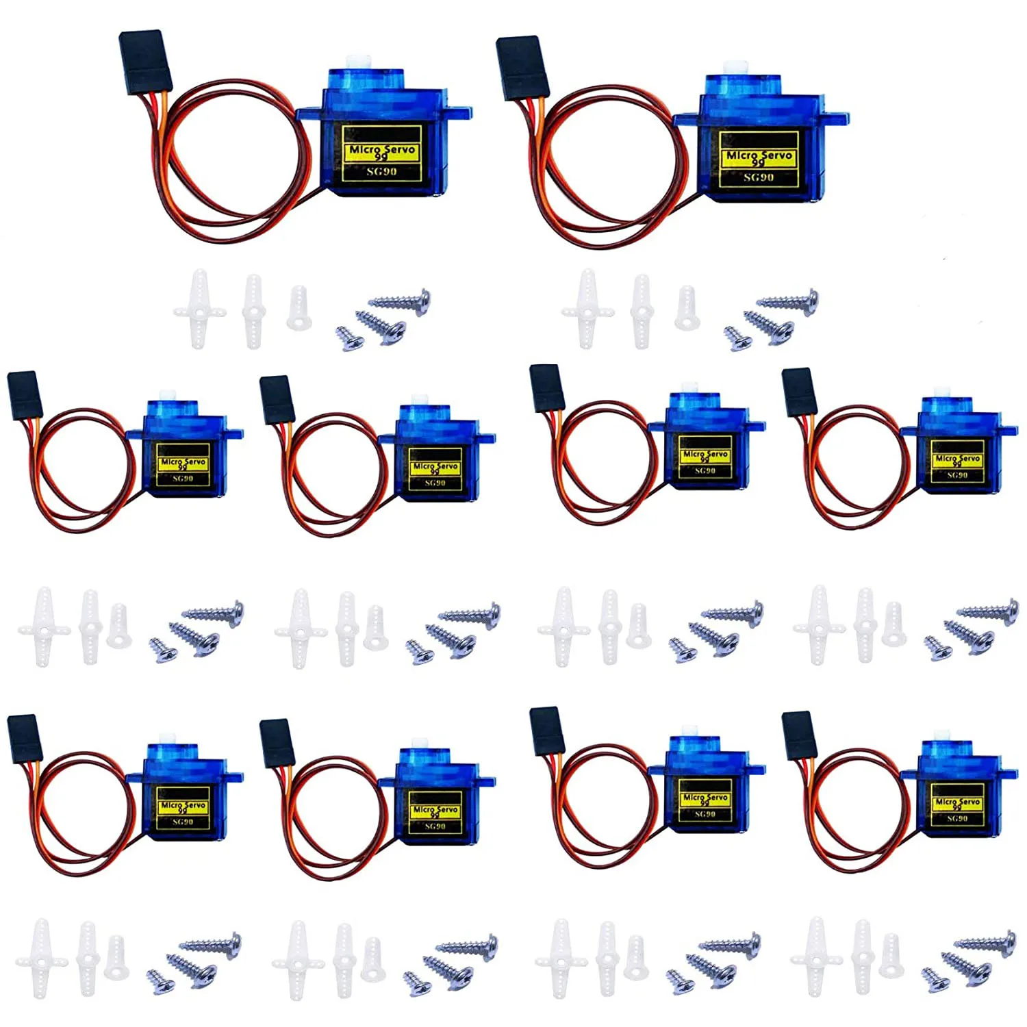 Micro Servo Motor Kit para rc Robô Braço Mão Andando Helicóptero Avião Carro Barco Controle com Cabo 10 Peças Sg90 9g Motor de passo