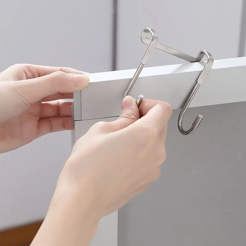 

Stainless Steel S-hook Free Punching Cabinet Door Without Trace Hook S-type Door Hanger Hanger Door Back Coat Hook Small Hook U2