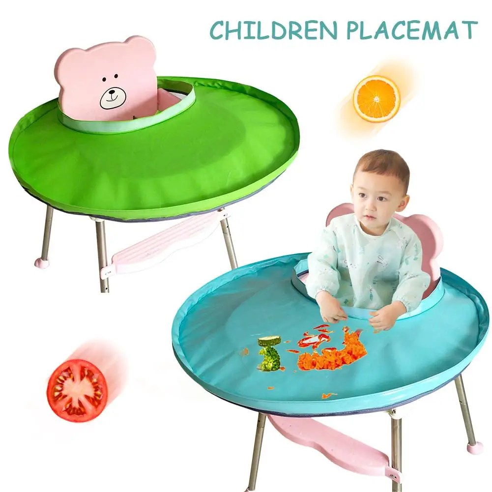 

Solid Color Children Placemat Green Fabric Baby Dining Tray Anti-Cloth Stains
