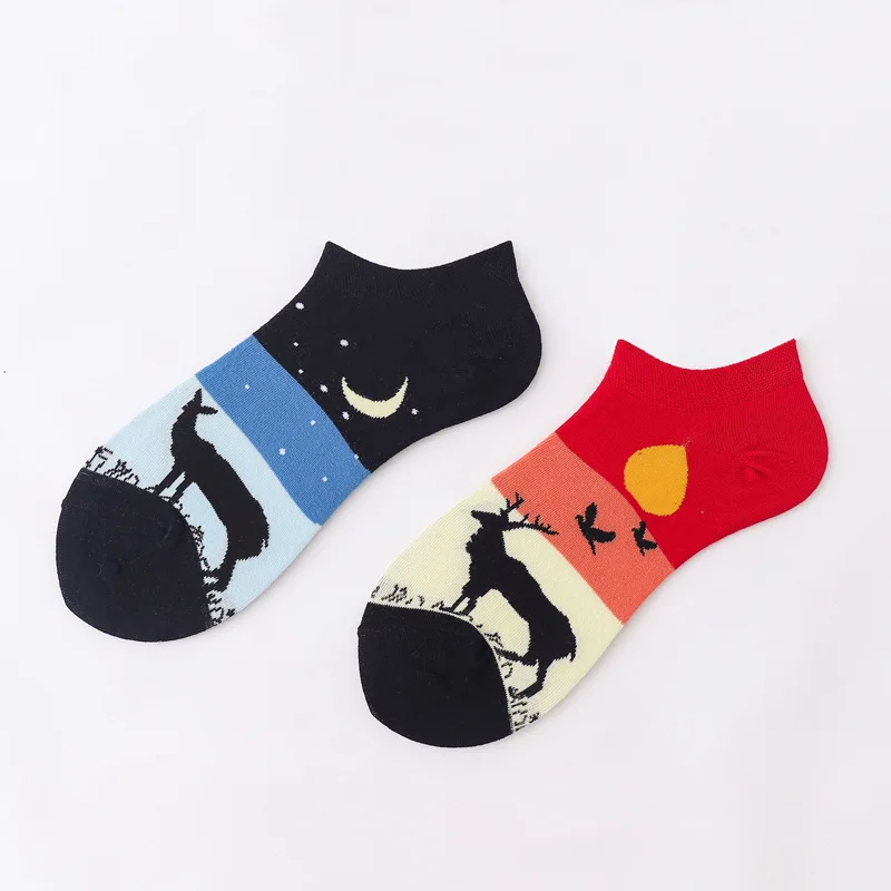 Spring & Summer Cotton Casual Women Socks Fashion Design Cartoon Colorful Happy Business Party Dress Socks