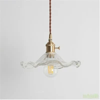 vintage glass led pendant lamp lotus suspension hanging ceiling light for bedroom dining room restaurant corridor porch