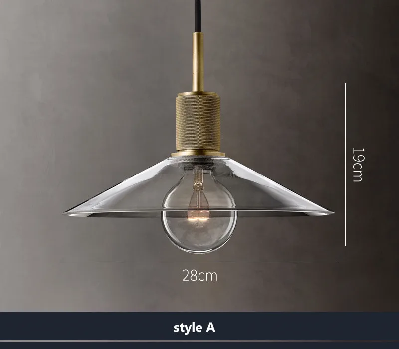 style A Американский родиевая лампа Edison E27 светодиодный подвесной светильник, LED потолочный светильник, светодиодный потолочный из золотистого металла Стекло светодиодный подвесной светильник Lamparas светильники - Цвет абажура: style A