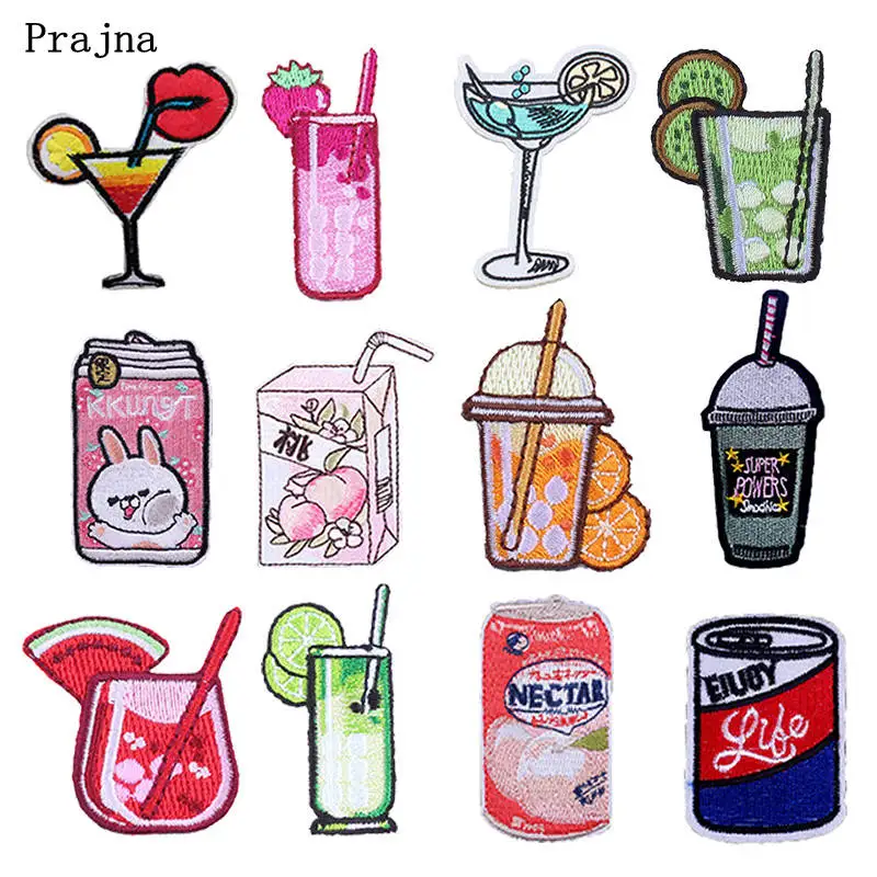 Prajna фруктовые соки стиль патч Мультфильм Бутылка железа на вышитые патчи одежду