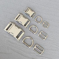 50 Sets 15/20/25mm Silver Metal D Ring Belt Straps Slider Side Release Buckle Spring Hook For Dog Leash Harness Accessories