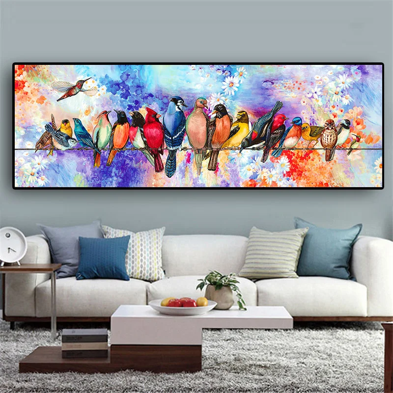 

Colorful Flowers Birds Nature Art Posters and Prints HD Canvas Paintings Cuadros Wall Art Living Room Home Decorative Paintings