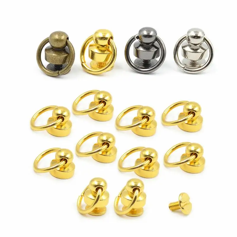 20pcs 9mm metal solid button o ring round head stud screwback leather craft nail rivet craft phone case decor accessories free global shipping