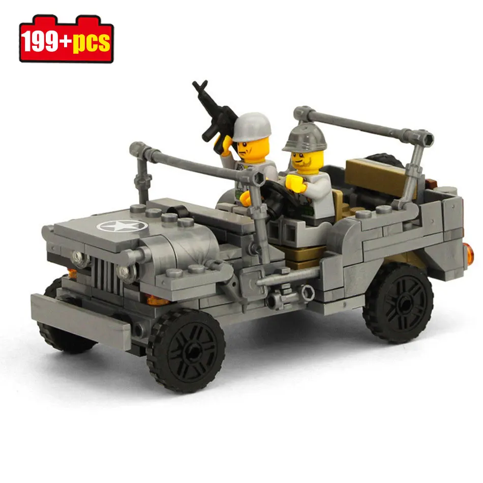 199 шт. военные джипы-солдаты патрулирующие строительные блоки игрушки
