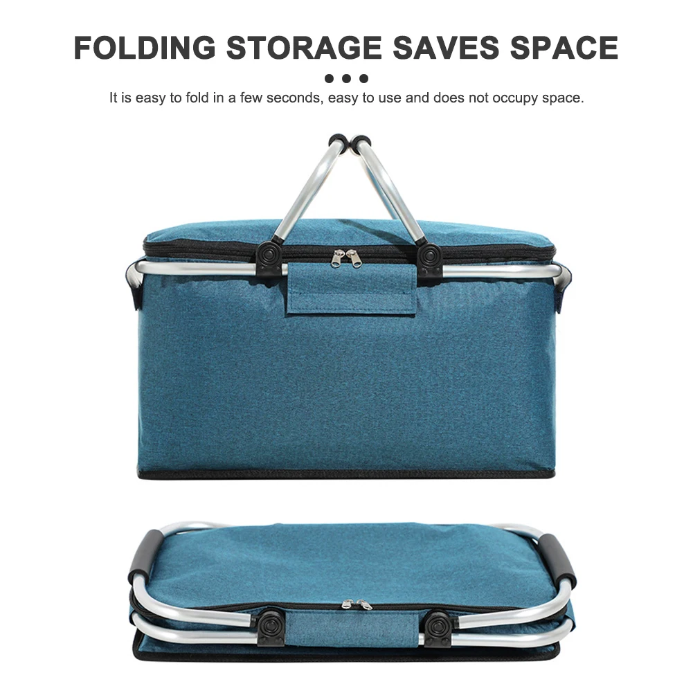 

Folding Picnic Pouch Basket Large Capacity Multifunction Insulated Bag Outdoor Travel Camping Fishing Storage Box Organizer