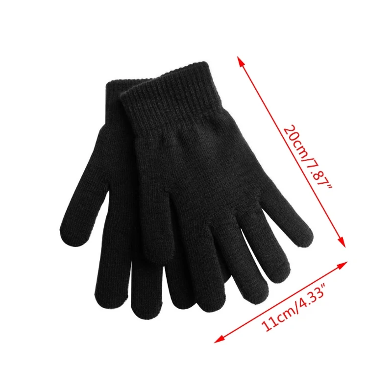

Women Men Winter Knit Thick Full Finger Gloves Solid Color Plush Lining Outdoor Windproof Thermal Mittens Hand Warmer