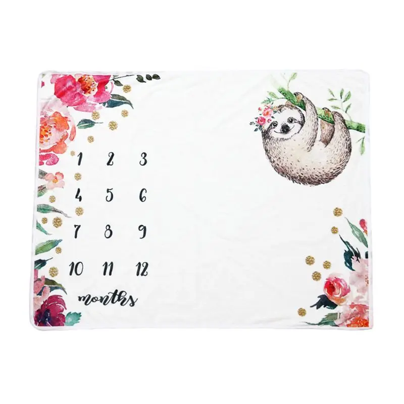 

Baby Monthly Record Growth Milestone Blanket Newborn Swaddle Wrap Photography Props Creative Background Cloth