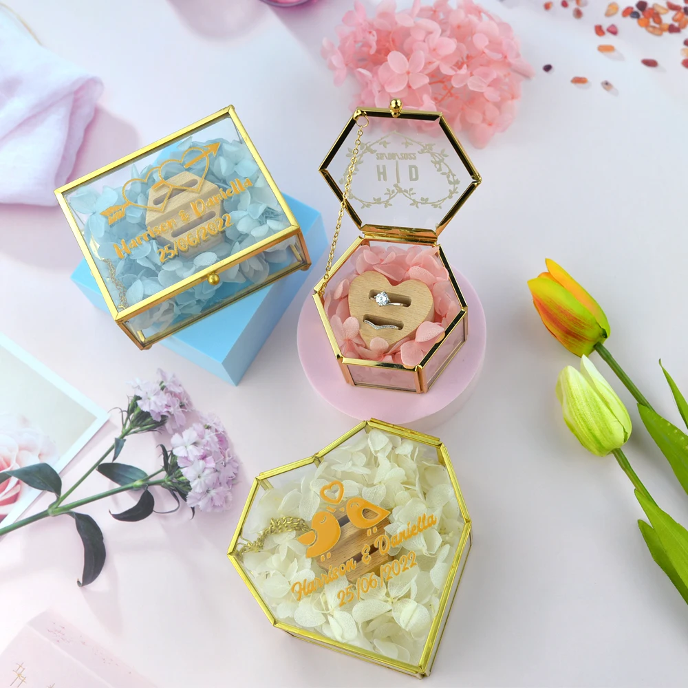 Персонализированная Шестигранная прозрачная винтажная стеклянная шкатулка для