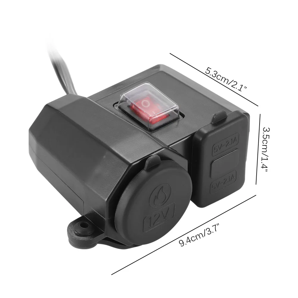 

3 In 1 Motorcycle Cigarette Lighter Digital Display Voltmeter Motorcycle Mobile Phone Charger Waterproof Dual USB Quick Charge