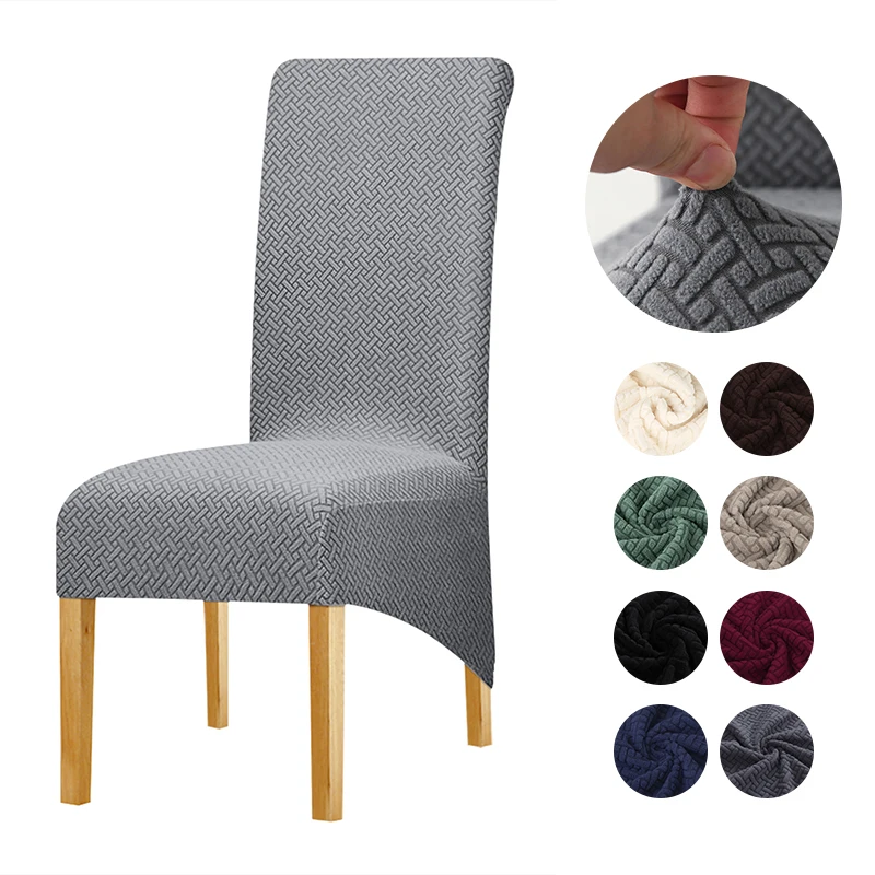 

XL Size Polar Fleece Chair Cover Stretch Washable Soft High Back Chair Cover For Dining Room Hotel Party Christmas Banquet