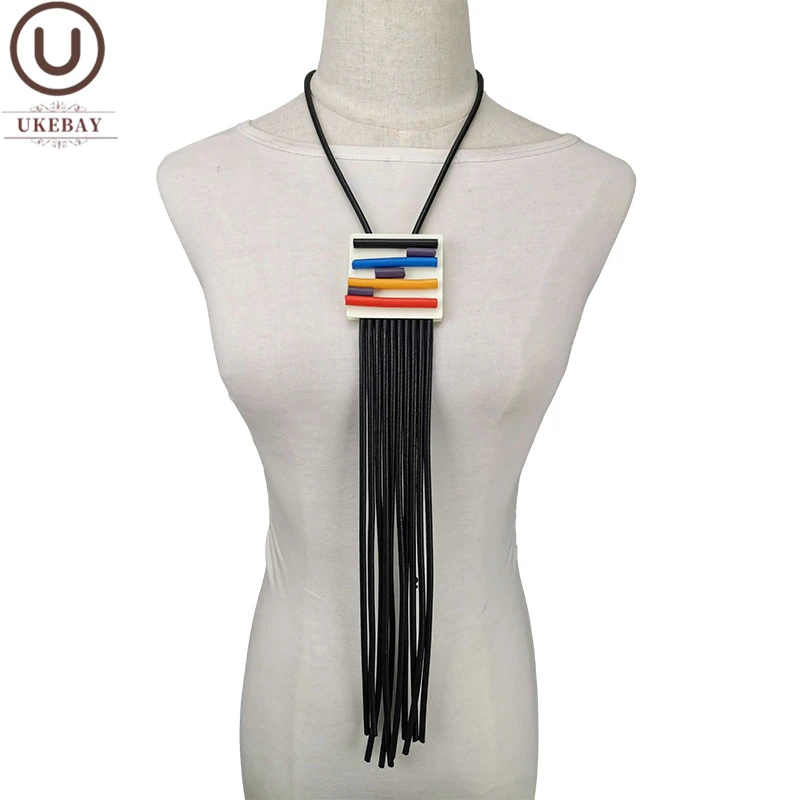 

UKEBAY New Tassel Pendant Necklace Women Bohemia Long Statement Necklaces Handmade Luxury Jewelry Rubber Chains Vintage Necklace