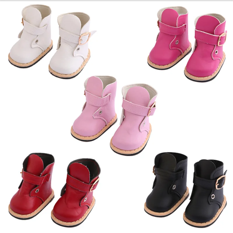 

2021 New Fit 18 inch Baby New Born Doll Shoes Accessories Red Black White Pink Boots For Baby Birthday Gift