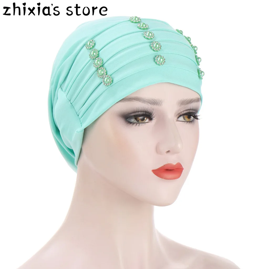 

2020 trendy crinkle flowers turban bonnet arab wrap head scarf ready to wear hijab hat muslim headdress woman Inner hijab caps