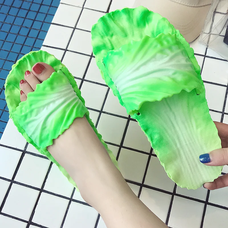 Необычные тапочки с капустой для женщин милые модные Нескользящие дома и ванной