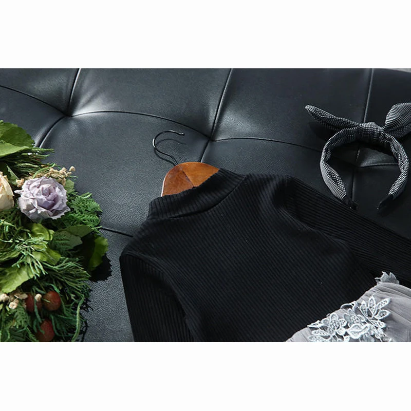 Детское трикотажное платье-свитер для девочек вечерние кружевные платья