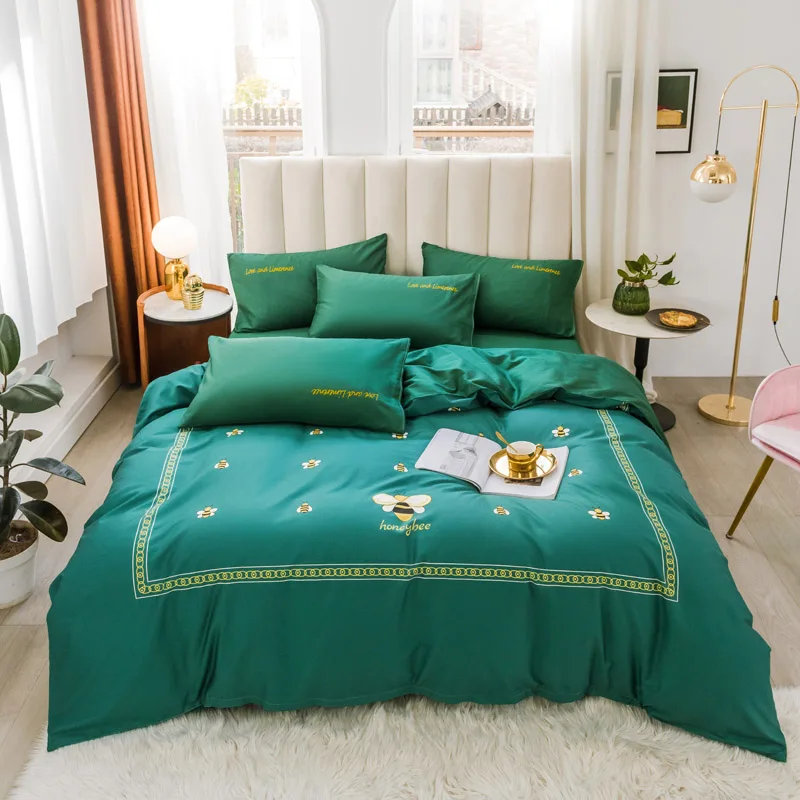 

2021 New 100% Cotton Fresh Style Bedding Set Cartoon Printed Duvet Cover Set Bed Flat Sheet Pillowcases Twin Queen Size 3/4Pcs