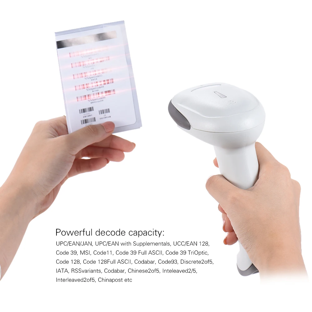 

Portable 1D Barcode Scanner Wireless & Wired Bar Code Scanner Reader Hanheld with Receiver USB Cable for Supermarket