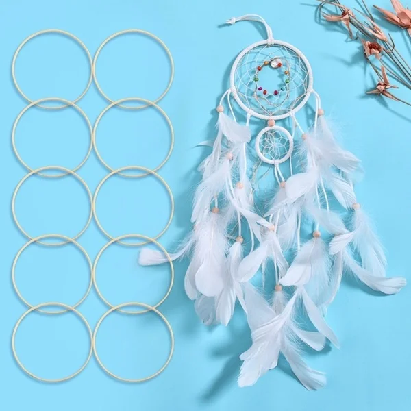 

15Pcs 20cm Diameter Dream Catcher Ring Creative Round Bamboo Hoop DIY Craft Accessories