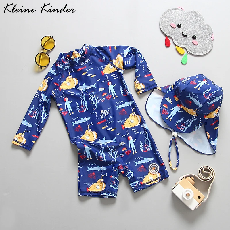 Bathing Suit Boy Long Sleeves Kids Swimwear for Boys UPF 50+ UV Protection Boy's Swimsuit Cute Cartoon Print Baby Swimming Suits |