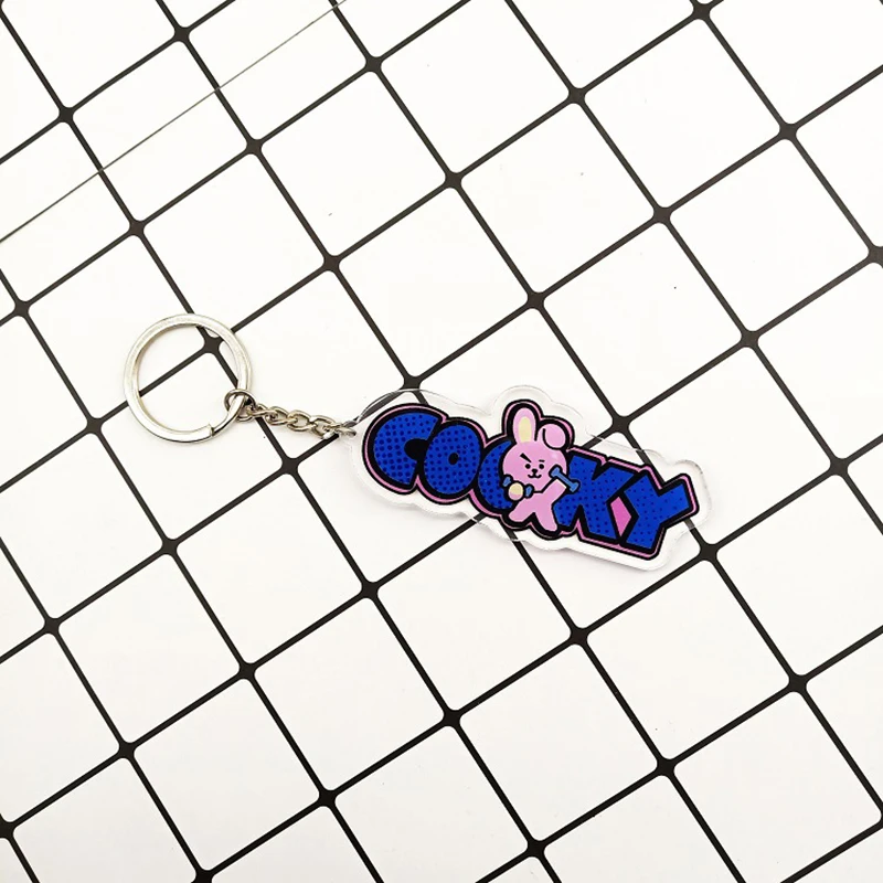 Kpop Bangtan мальчики милый мультфильм форма брелок имя акриловое кольцо для ключей